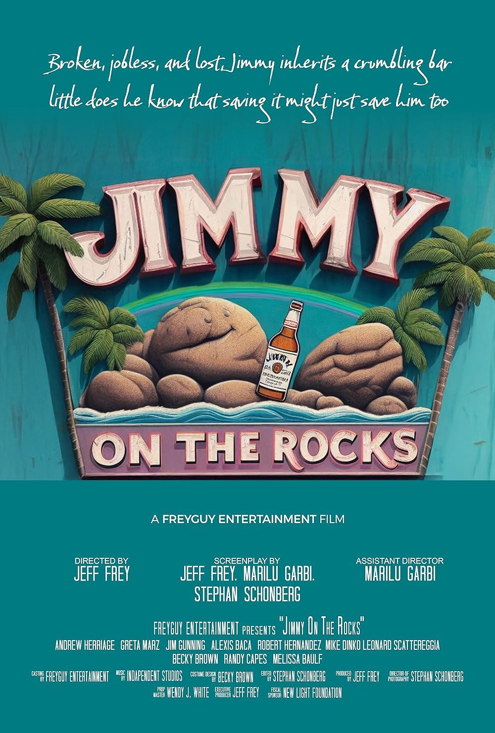 Official poster for Jimmy on the Rocks, a sitcom co-written and co-produced by Marilu Garbi